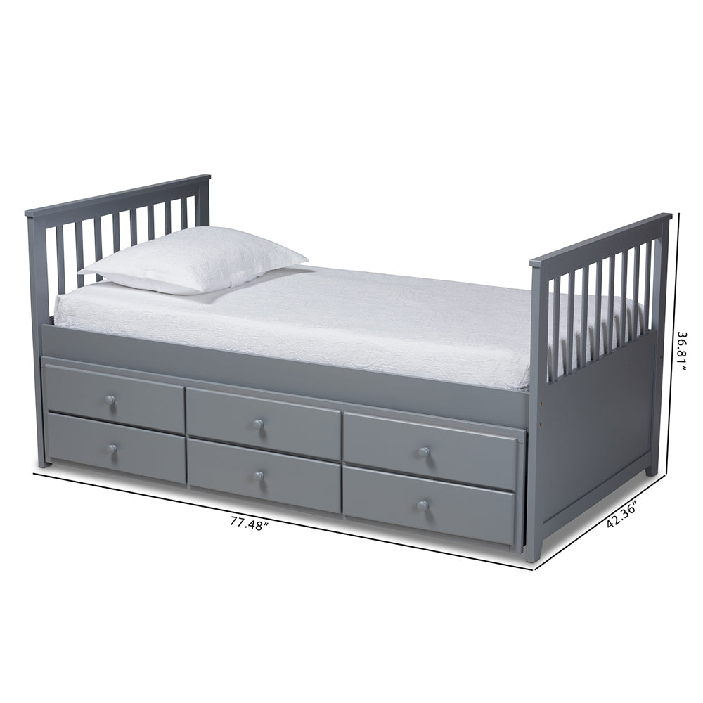 Trine Classic Grey Finished Wood Twin Size Daybed with Trundle