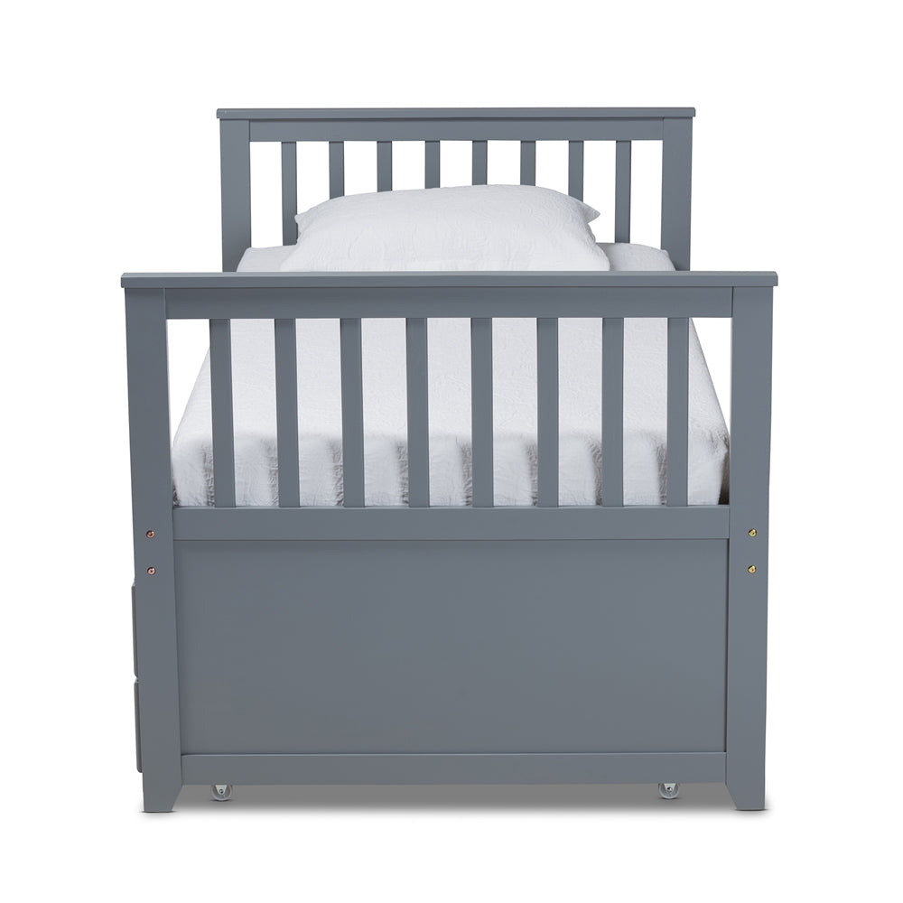 Trine Classic Grey Finished Wood Twin Size Daybed with Trundle