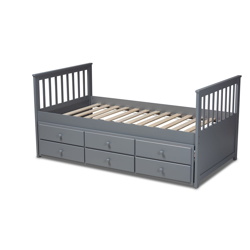 Trine Classic Grey Finished Wood Twin Size Daybed with Trundle