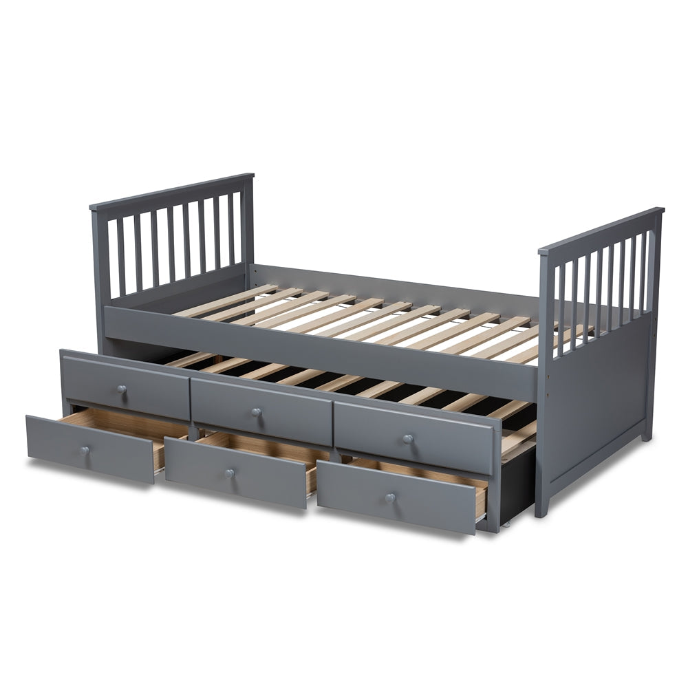 Trine Classic Grey Finished Wood Twin Size Daybed with Trundle