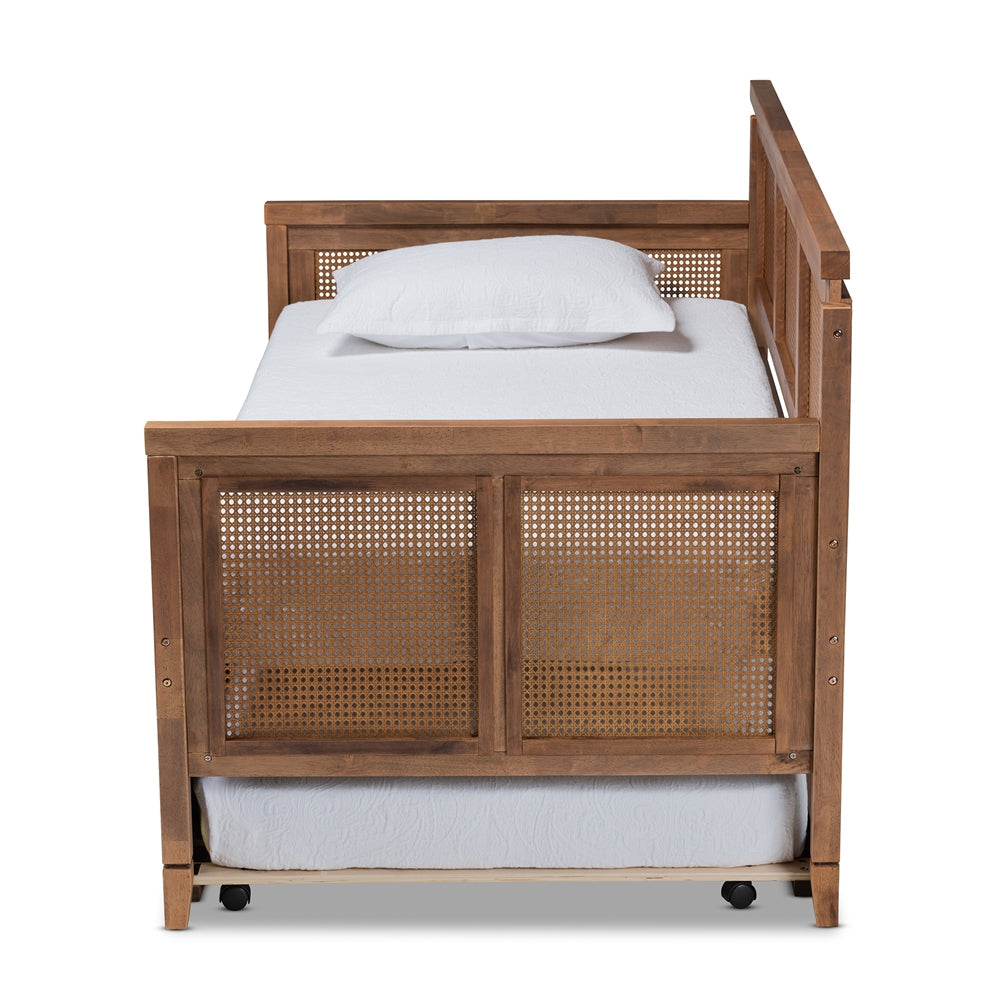 Toveli Vintage Ash Wanut And Synthetic Rattan Daybed With Trundle