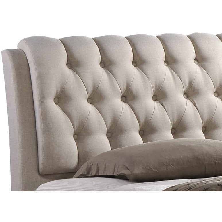 Bali Ainge King Light Beige Fabric Bed – Modern Upholstered Design with Storage & Button Tufted Headboard