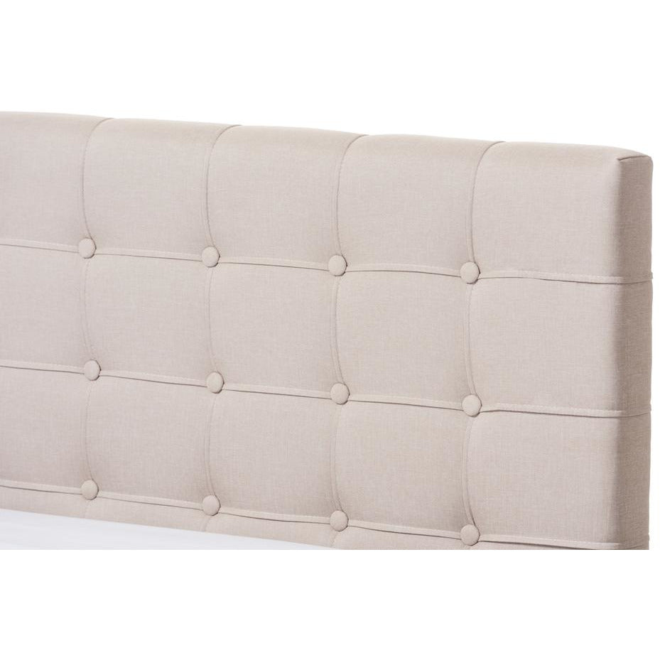 Rene Beige Fabric 4-Drawer Queen Size Storage Platform Bed