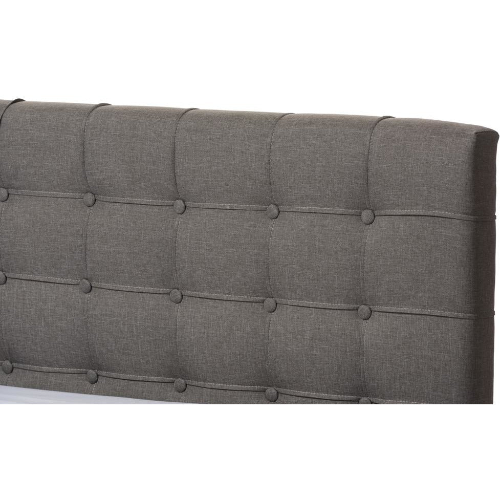 Rene King Size Grey Fabric 4-Drawer Storage Platform Bed