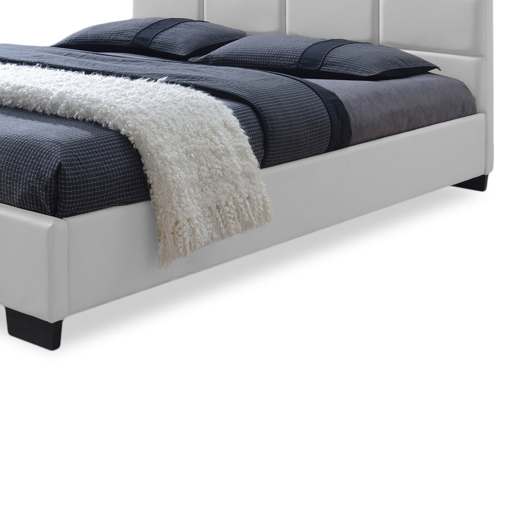 Vivaldi White Faux Leather Padded Platform Base Full Size Bed Frame