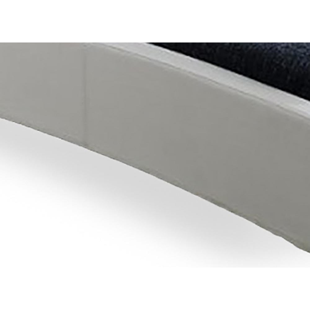 Guerin Two Tone Queen Size Platform Bed White Faux Leather/Grey Fabric