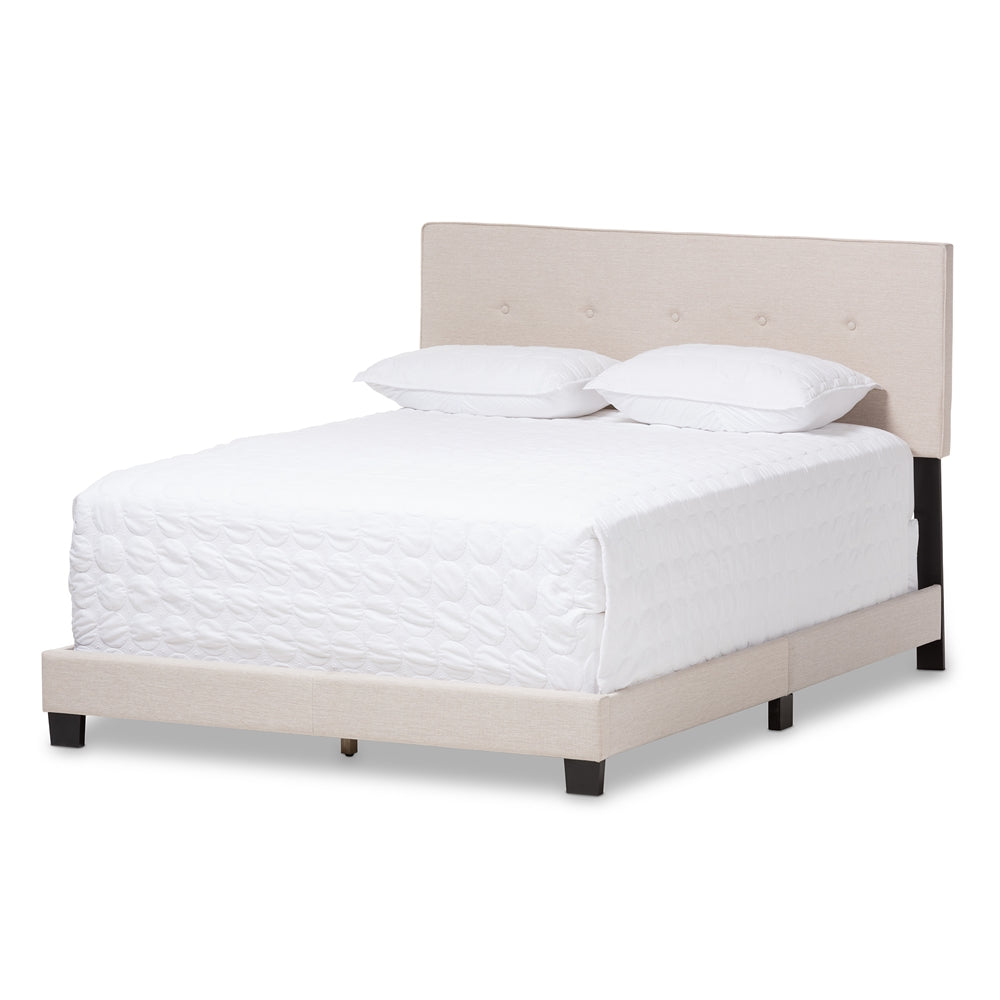 Hampton Light Beige Fabric Upholstered King Size Bed