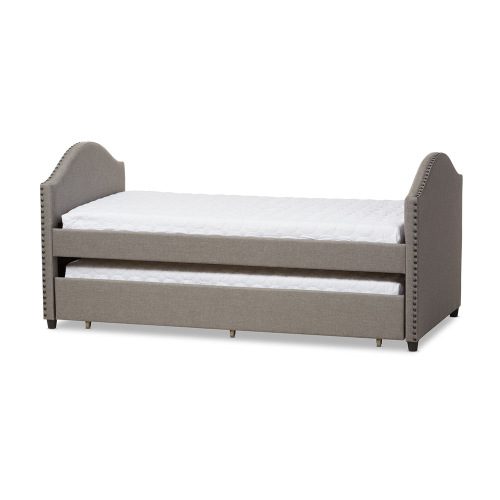 Shaelynn Alessia Collection Grey Fabric Upholstered Daybed – Contemporary Twin Bed with Trundle