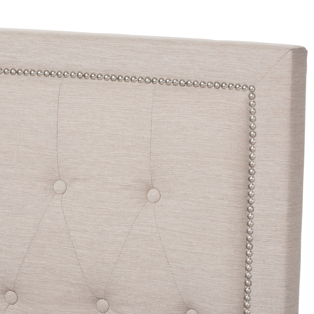 Taylor Modern Light Beige Fabric Queen Size Gas-Lift Platform Bed