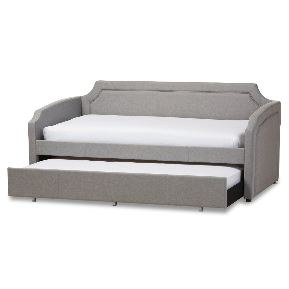Parkson Twin Size Daybed Grey Fabric Curved with Trundle