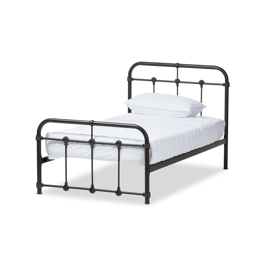 Mandy Vintage Industrial Black Finished Metal Twin Size Platform Bed