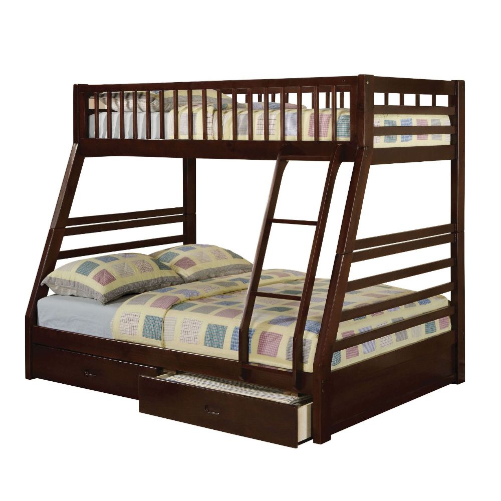 Ashton Jason Twin Over Full White Wood Bunk Bed  Traditional Style with 2 Storage Drawers