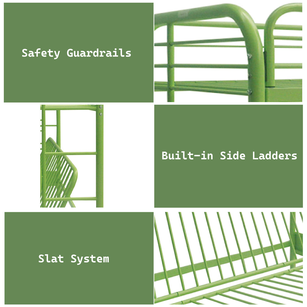 Harris Eclipse Twin/Full Black Metal Futon Bunk Bed  Modern Convertible Space-Saver