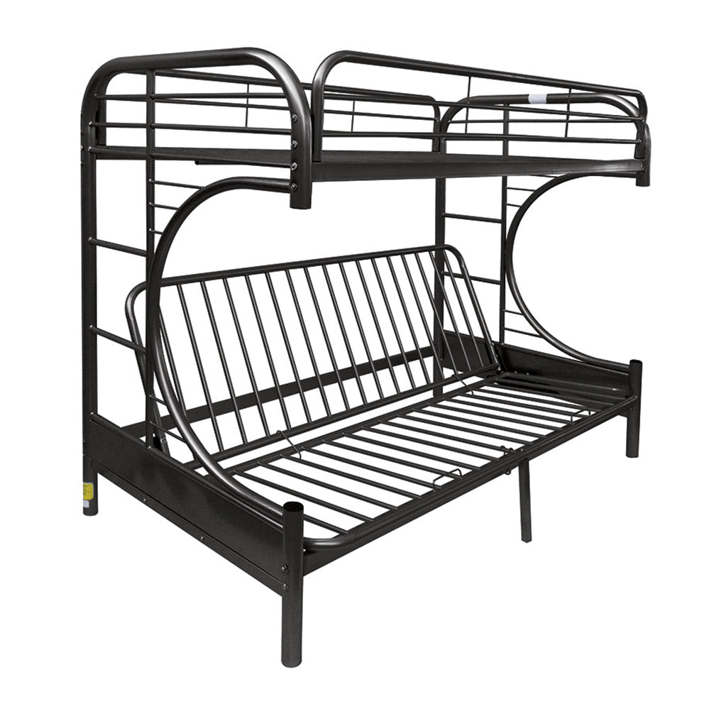 Eclipse Black Metal Twin XL & Queen Futon Bunk Bed Modern Compact Sofa Bed