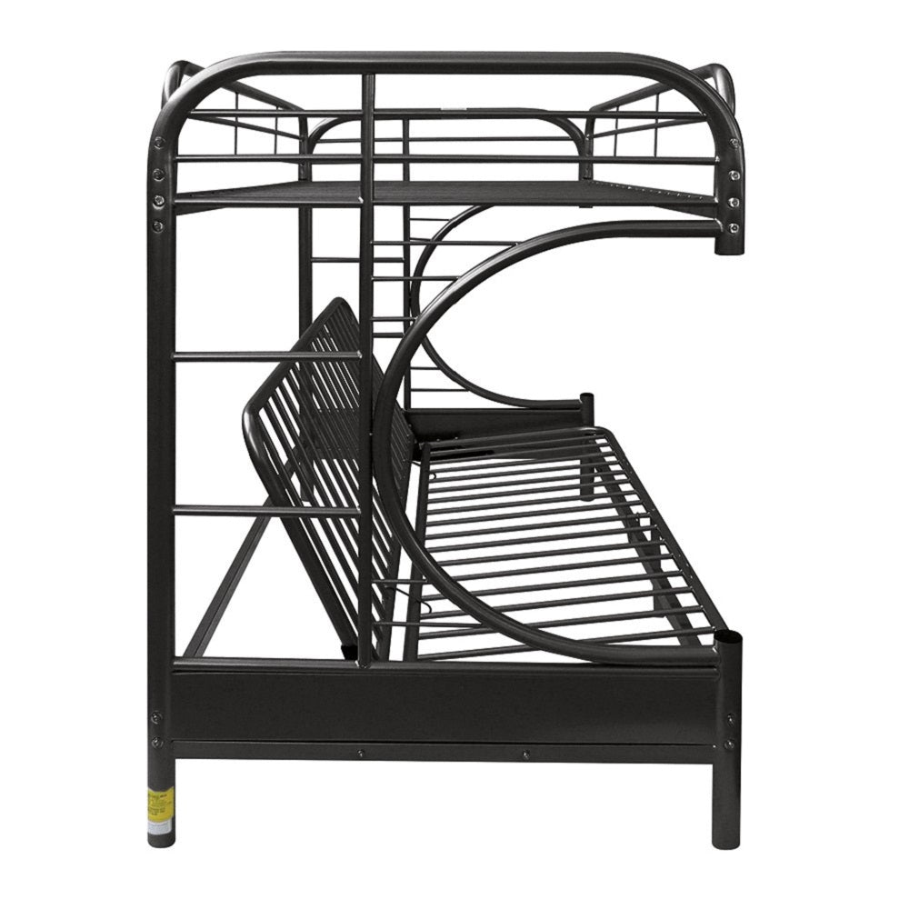 Eclipse Black Metal Twin XL & Queen Futon Bunk Bed Modern Compact Sofa Bed