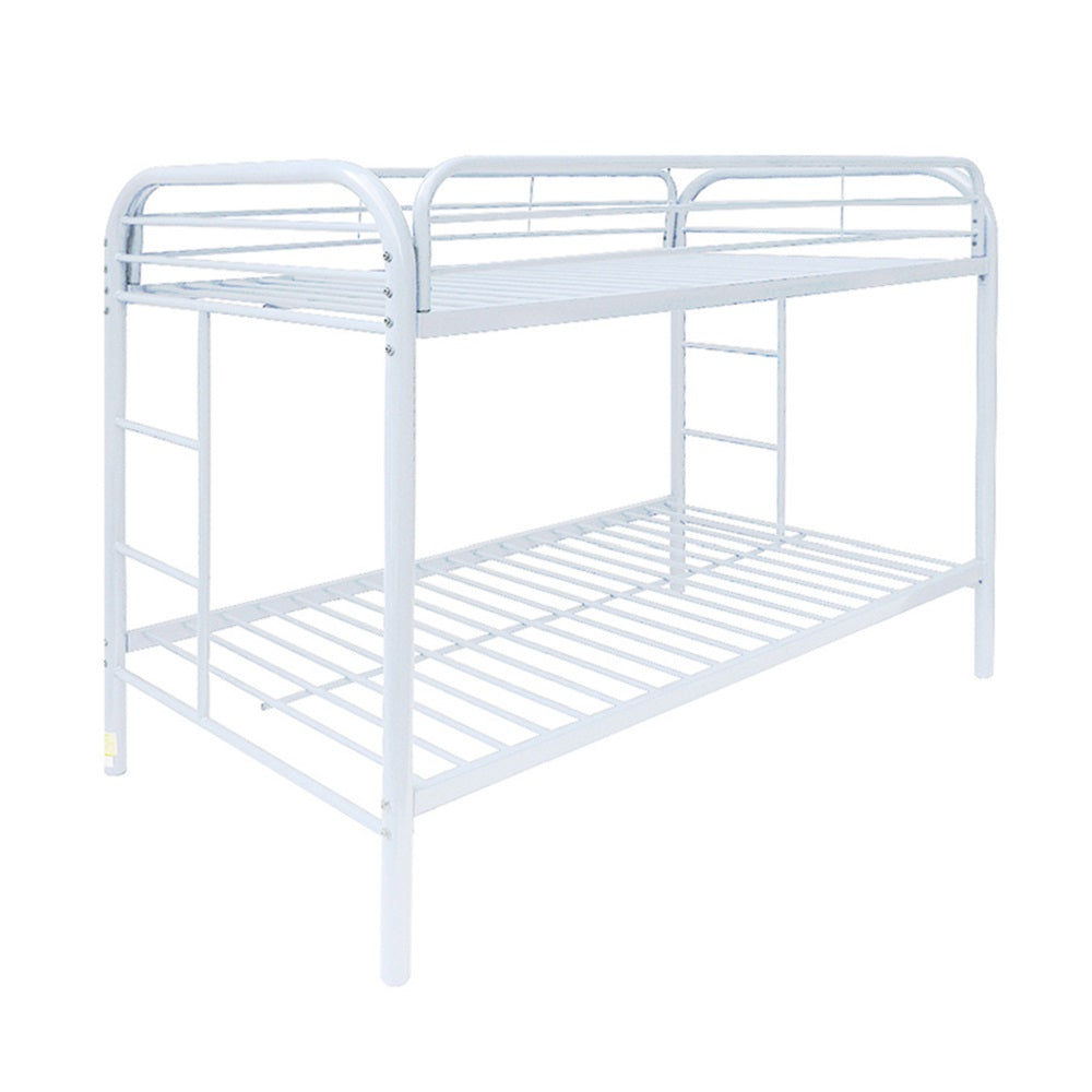 Janni Thomas Gray Twin Over Twin Wooden Bunk Bed  Compact Design with Slatted Safety Rails