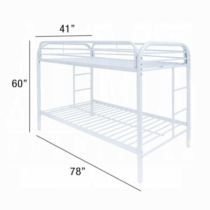 Janni Thomas Gray Twin Over Twin Wooden Bunk Bed  Compact Design with Slatted Safety Rails