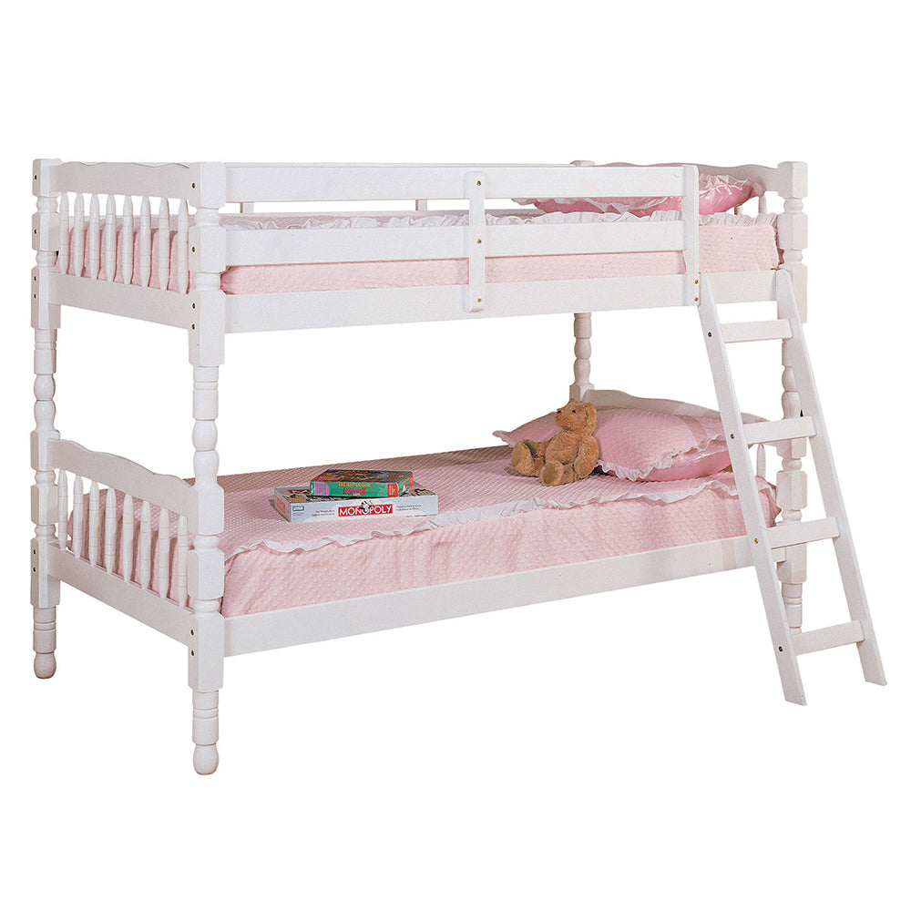 Louis Homestead Twin/Twin Rustic Wood Bunk Bed  Farmhouse Style with Ladder & Guard Rails