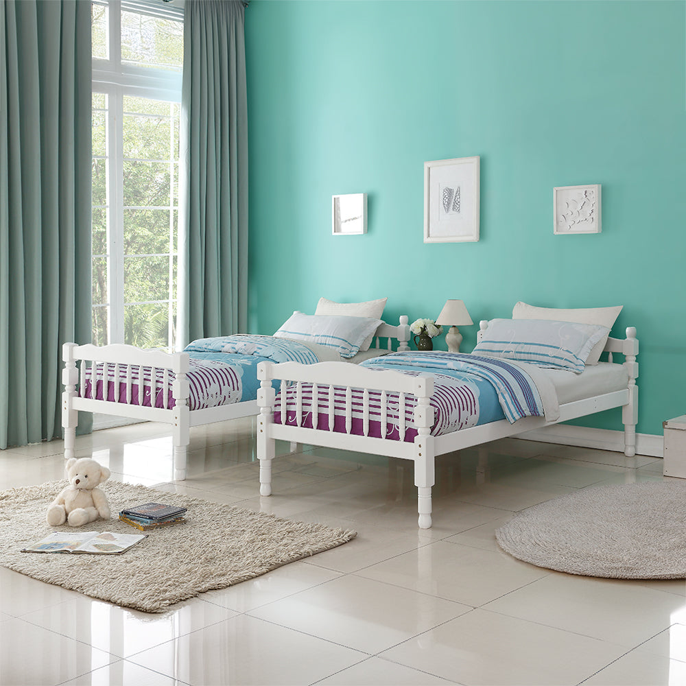 Louis Homestead Twin/Twin Rustic Wood Bunk Bed  Farmhouse Style with Ladder & Guard Rails