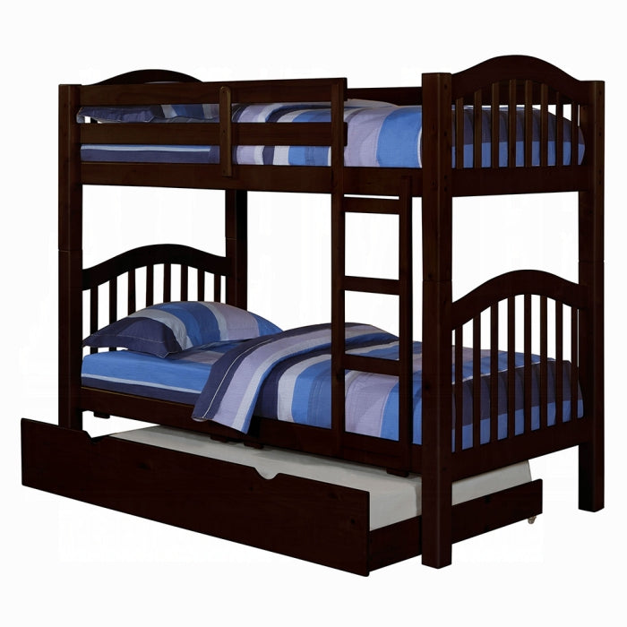 Amarpal Heartland Twin Over Twin White Wooden Bunk Bed  Rustic Farmhouse with Ladder & Guard Rails