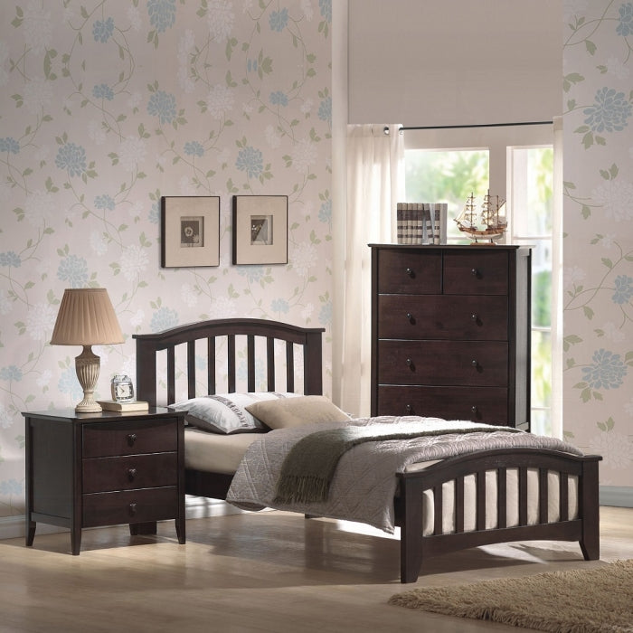 Harddy San Marino Twin Brown Wooden Bed – Classic Teen Design with Headboard