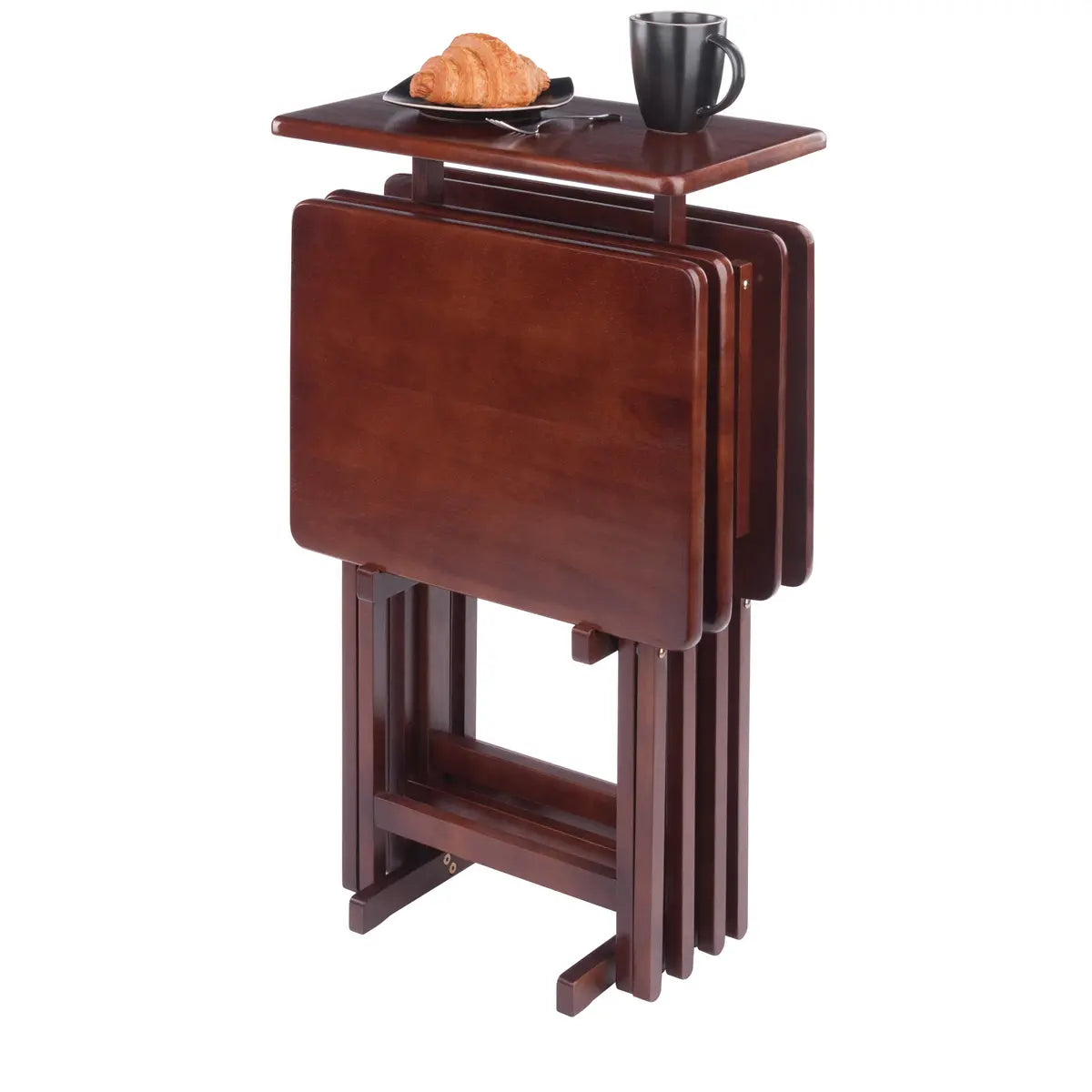 Riley 5-Pc Set Snack Table, Walnut Finish