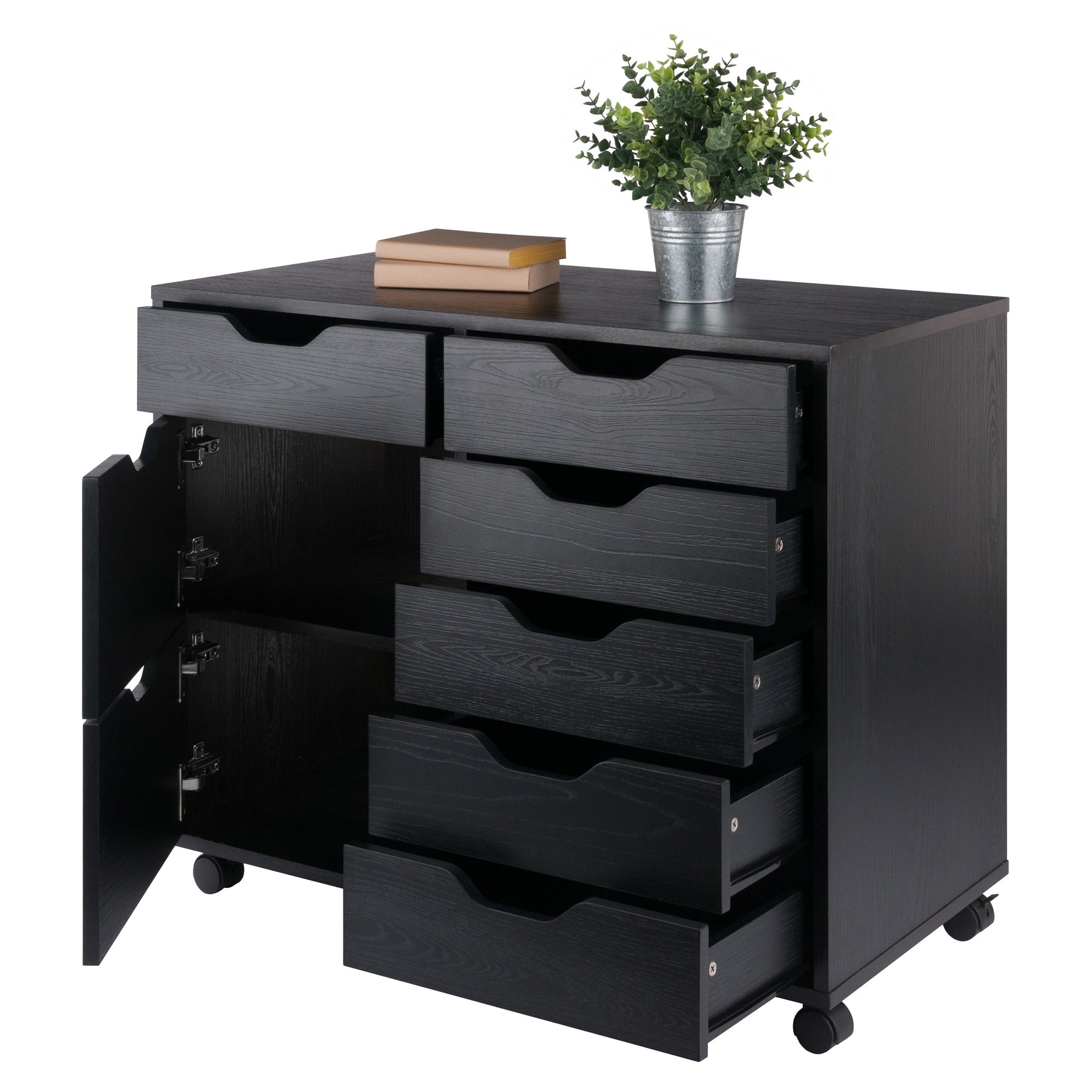 Halifax 6-Drawer Multi-Storage Mobile Cabinet, Black