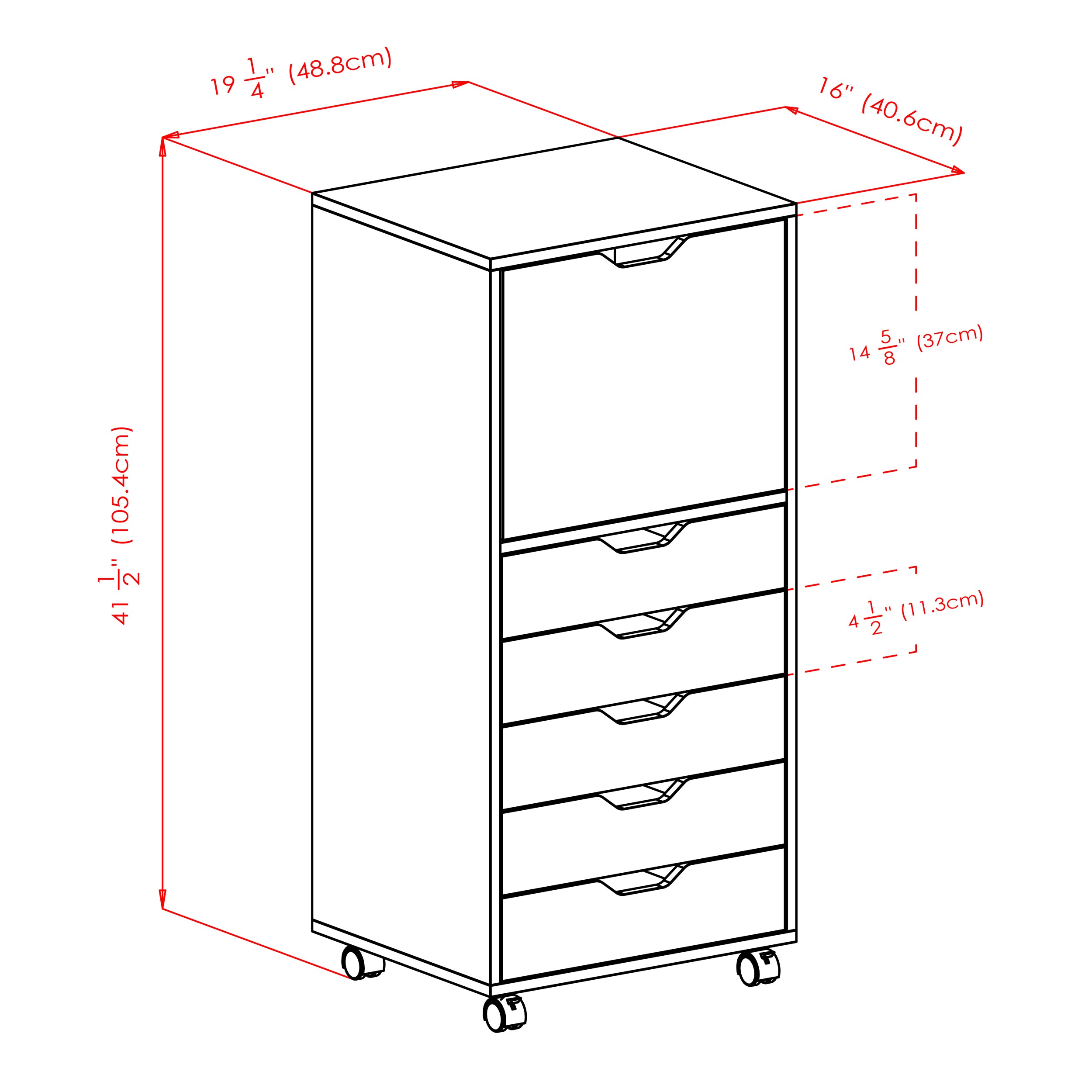 Halifax 5-Drawer Storage Mobile Cabinet, Black
