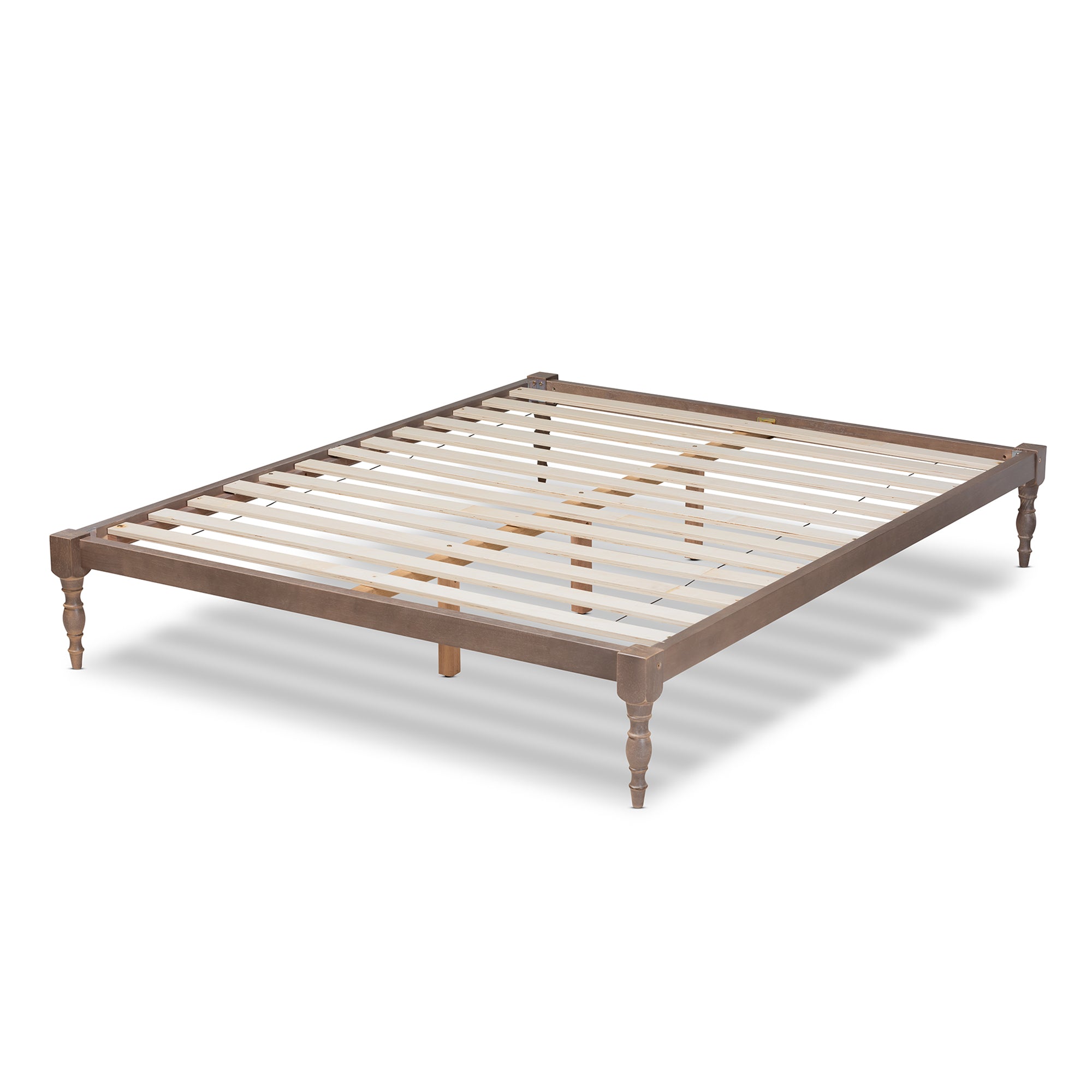 Iseline Modern and Contemporary Antique Oak Finished Wood Queen Size Platform Bed Frame
