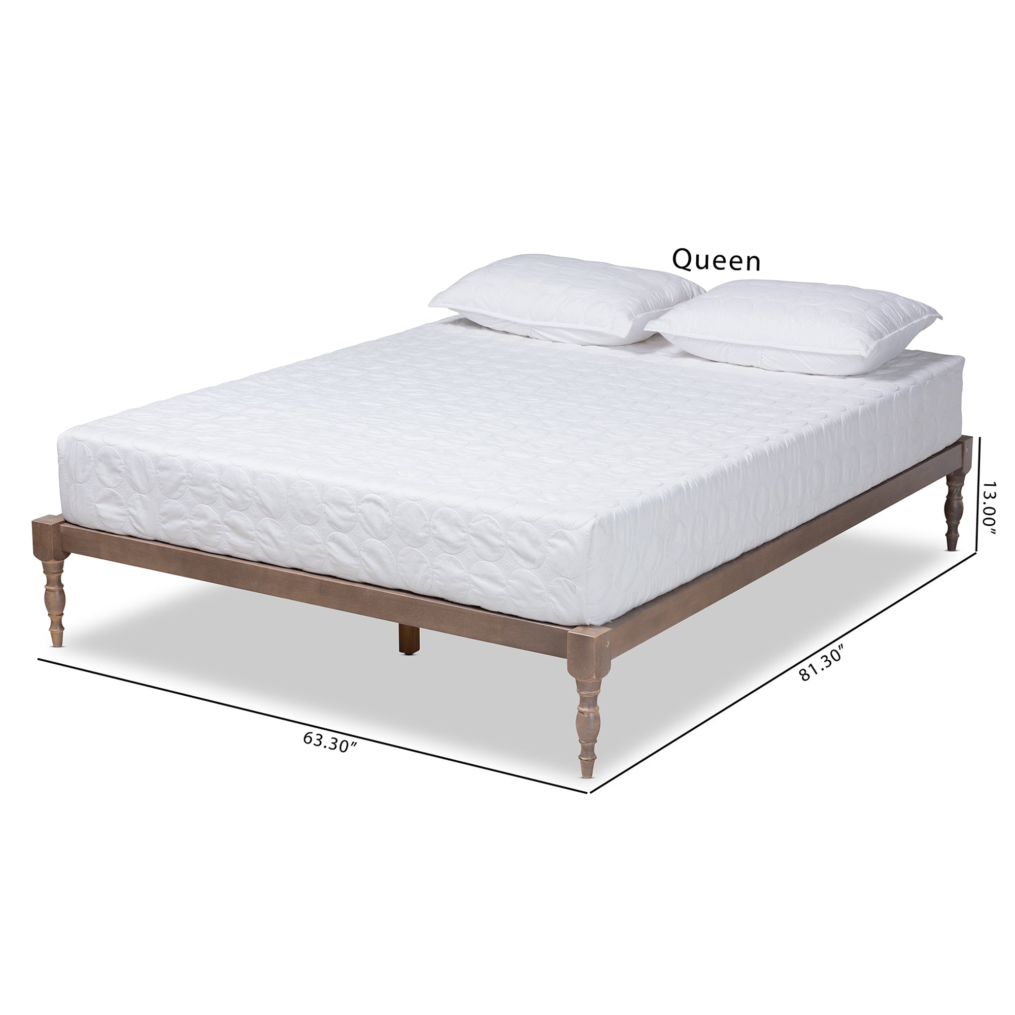 Iseline Modern and Contemporary Antique Oak Finished Wood Queen Size Platform Bed Frame