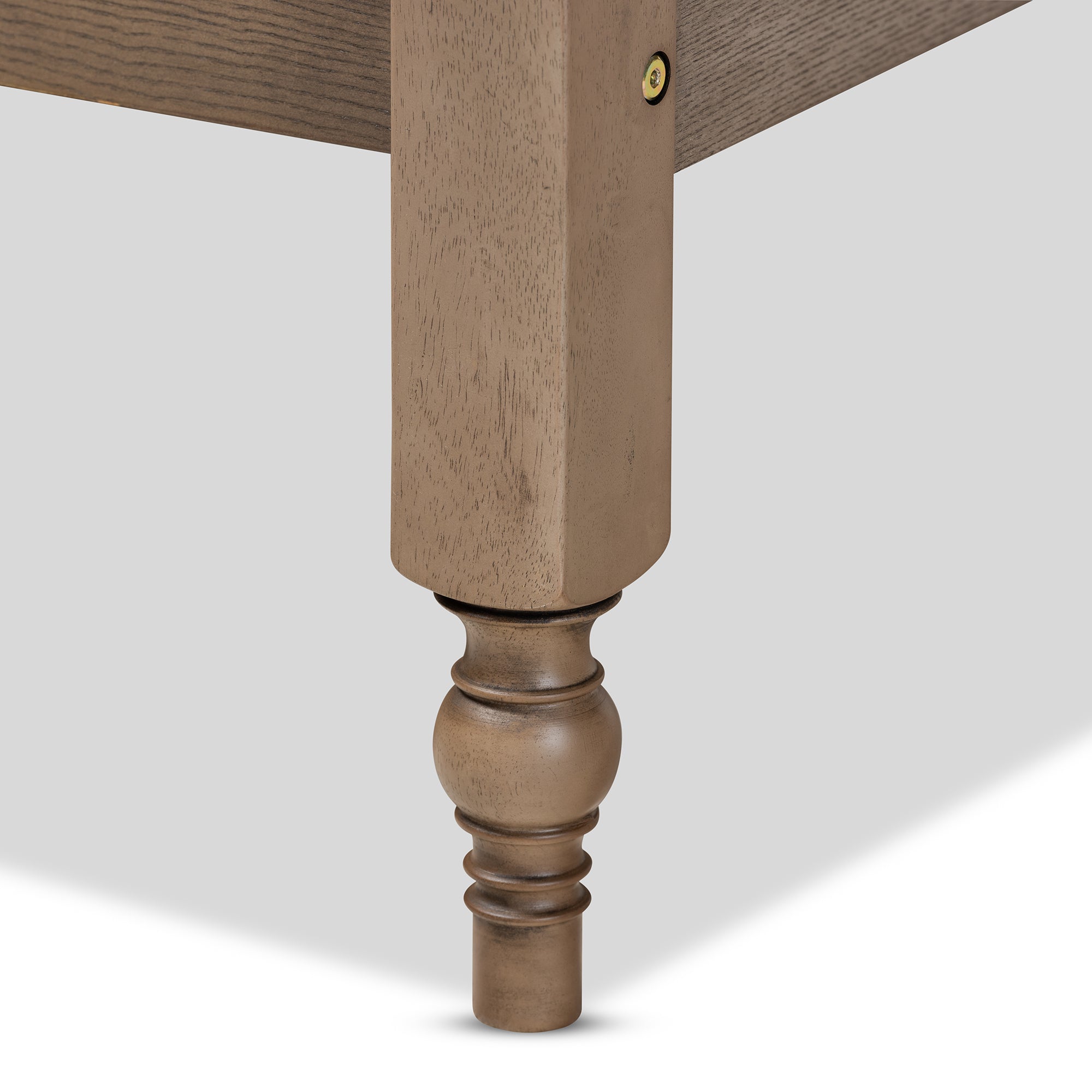 Laure French Bohemian Weathered Grey Oak Finished Wood Queen Size Platform Bed Frame