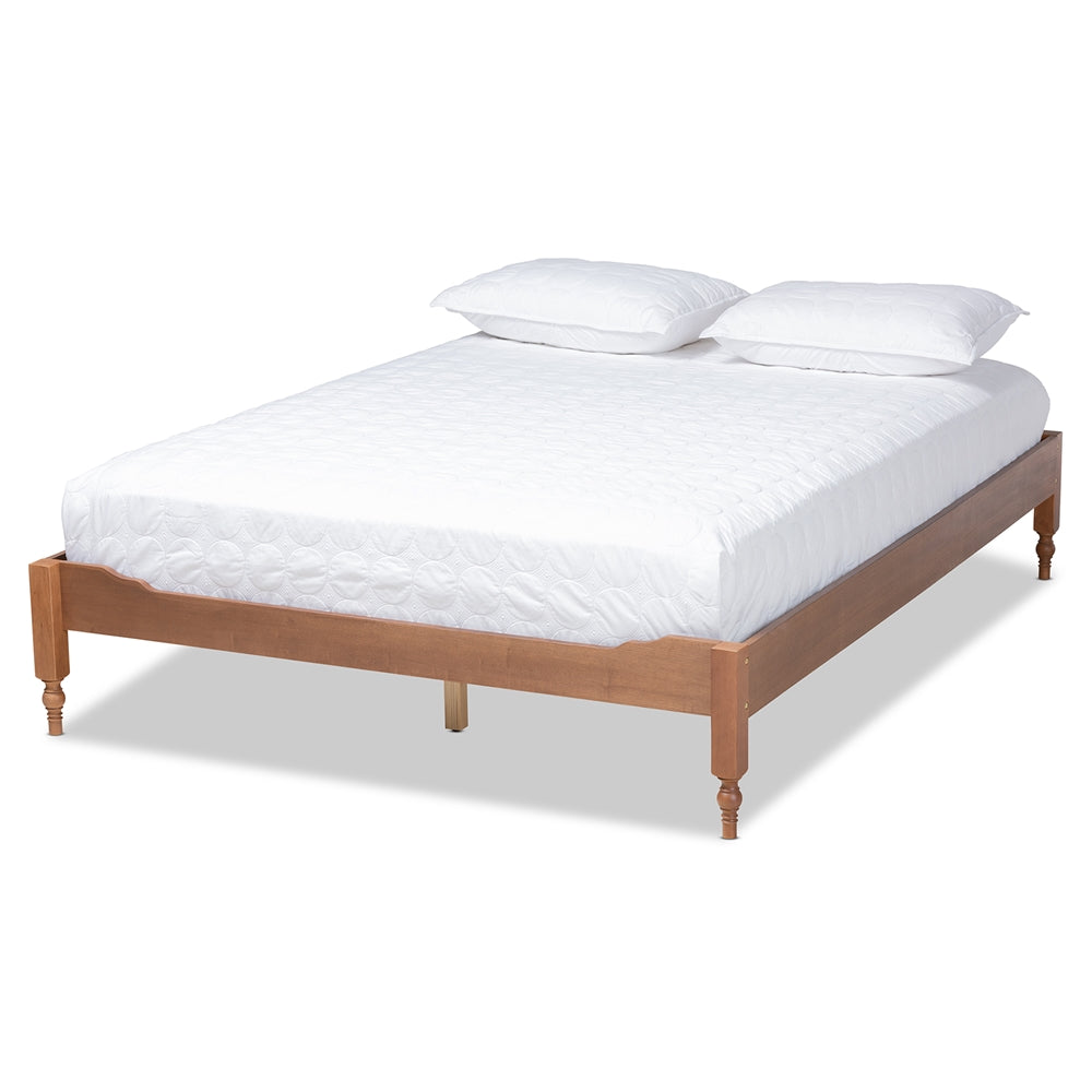 Laure French Bohemian Antique Oak Finished Wood Full Size Platform Bed Frame