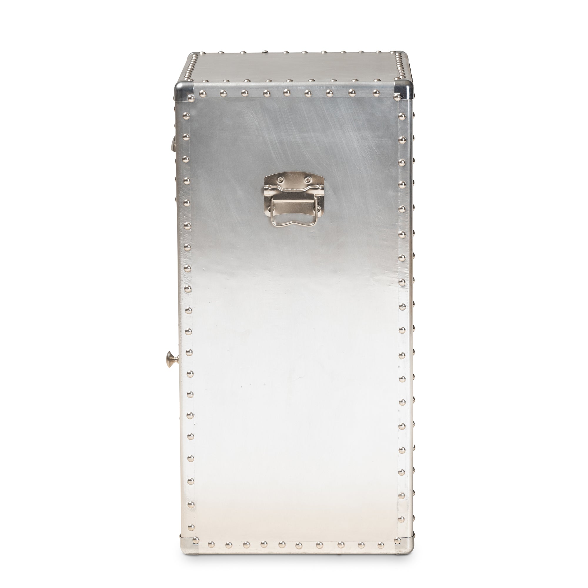 Serge French Industrial Silver Metal 1-Door Accent Storage Cabinet