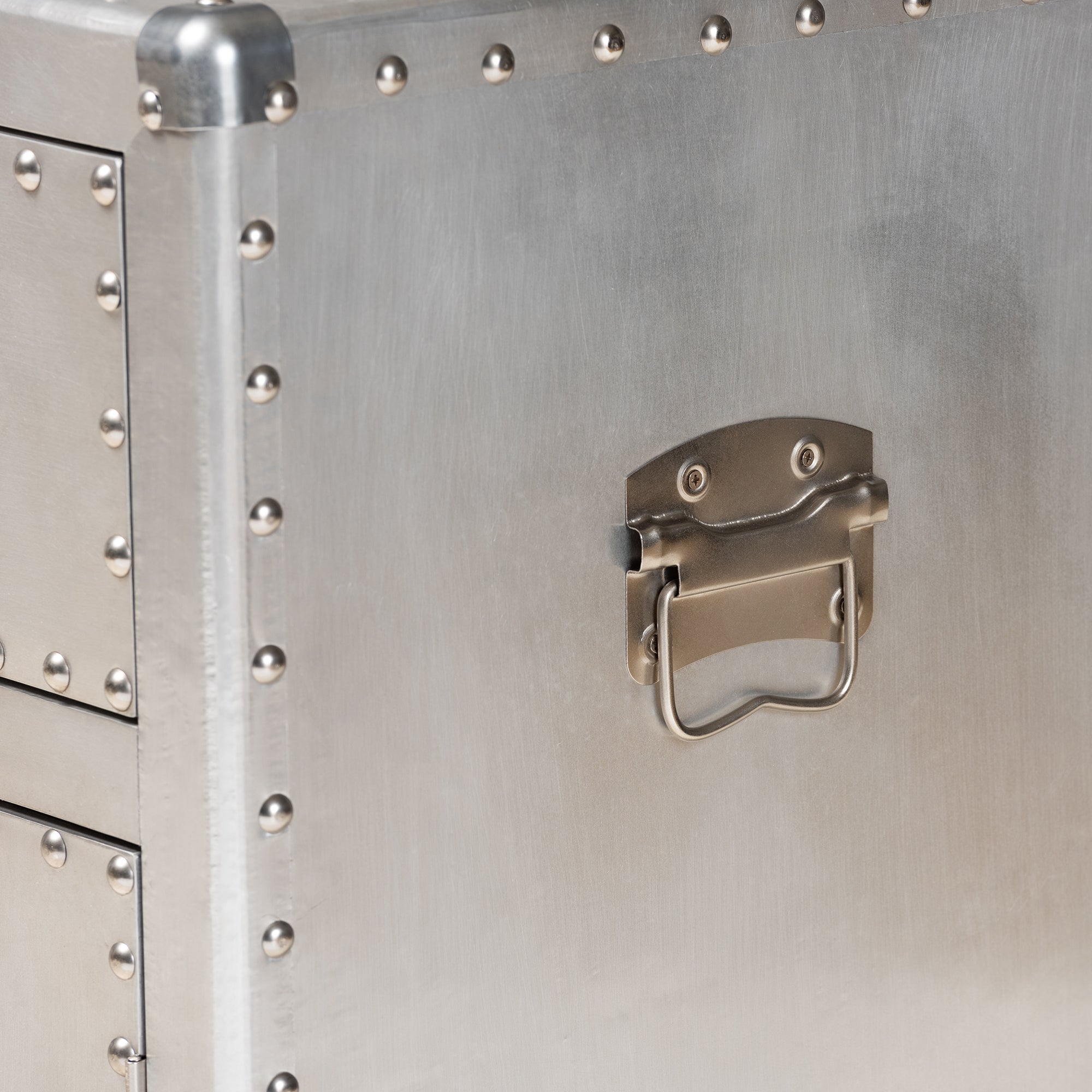 Serge French Industrial Silver Metal 2-Door Accent Storage Cabinet