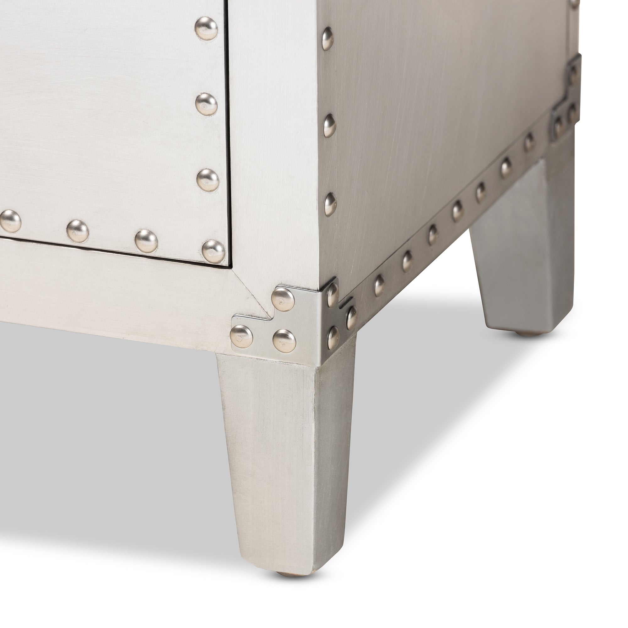 Carel French Industrial Silver Metal 5-Drawer Accent Storage Cabinet