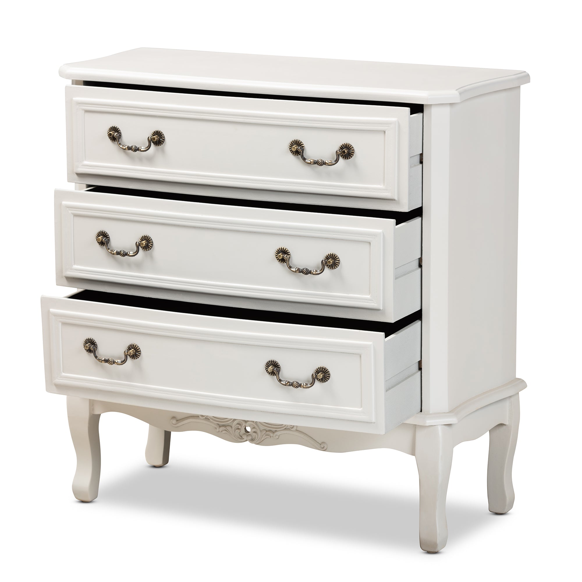 Gabrielle Traditional French Country Provincial White-Finished 3-Drawer Wood Storage Cabinet