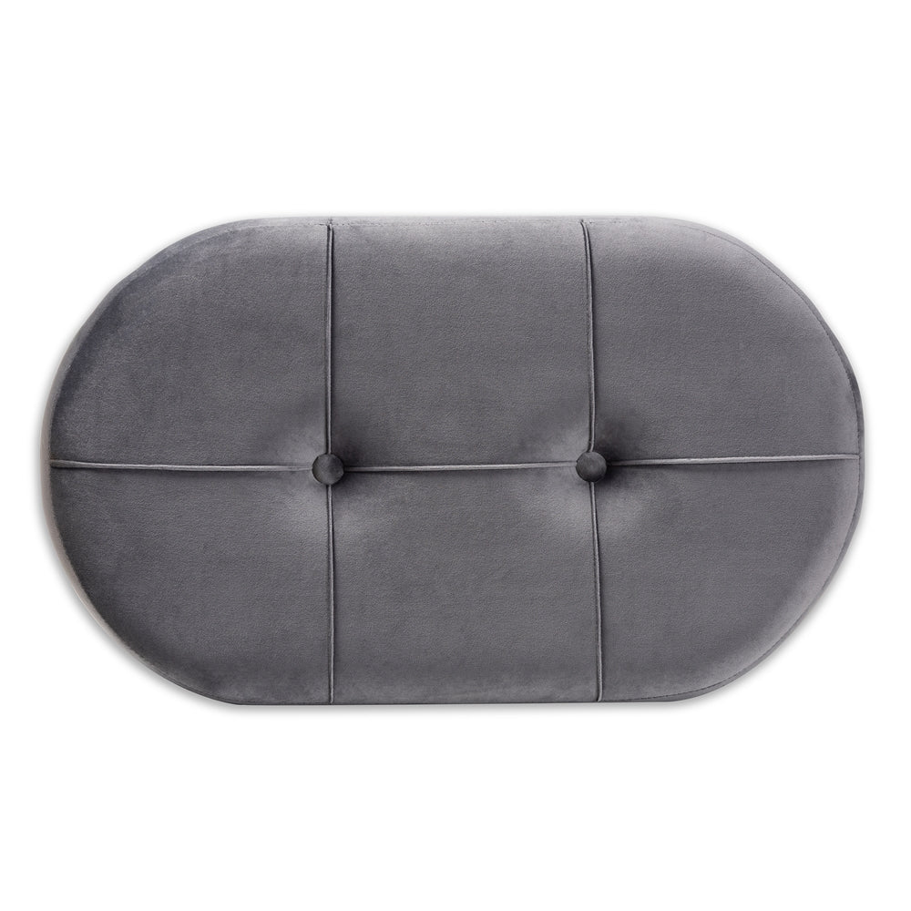 Simone Mid-Century Modern Grey Velvet Fabric Upholstered Wood Ottoman