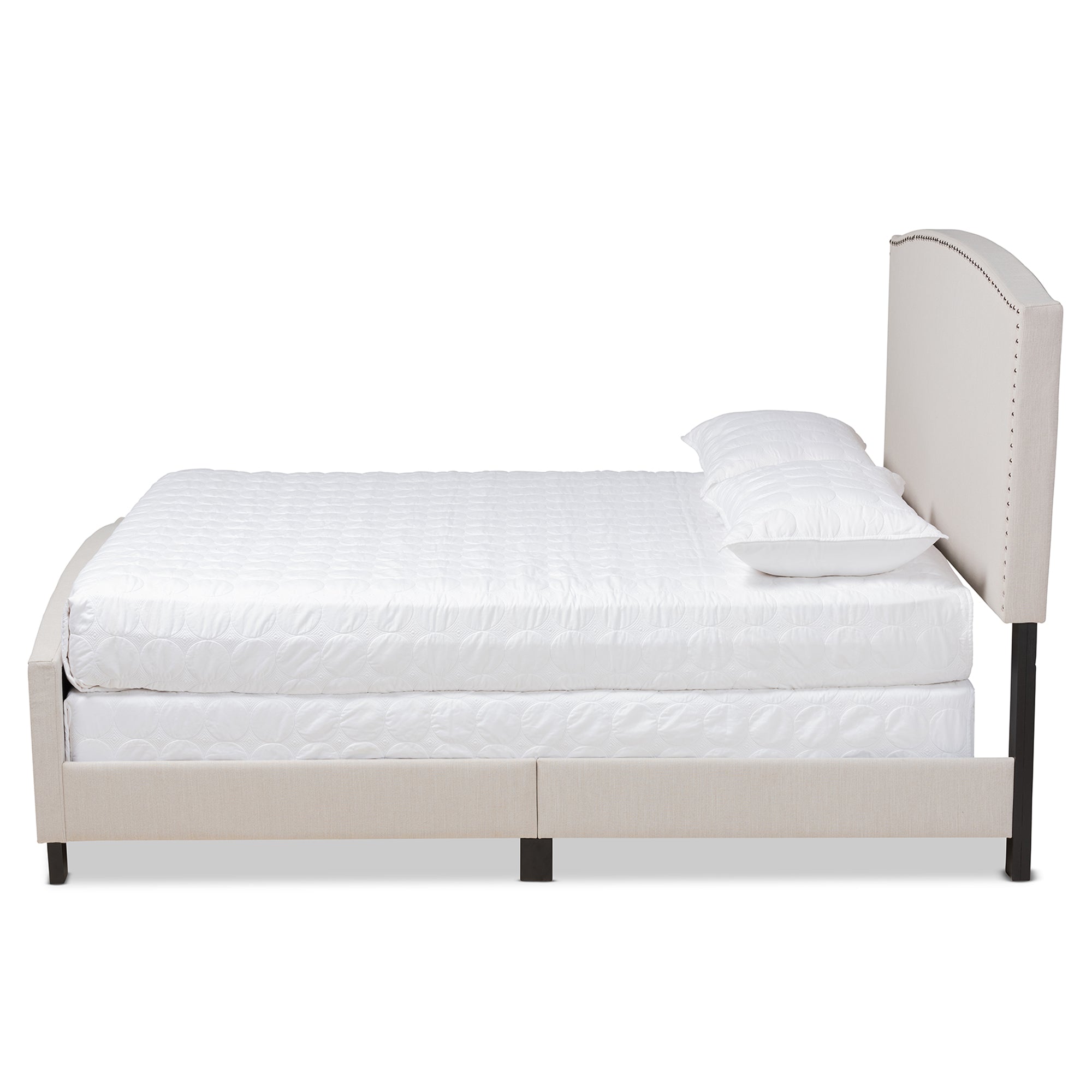 Morgan Modern Transitional Beige Fabric Upholstered King Size Panel Bed