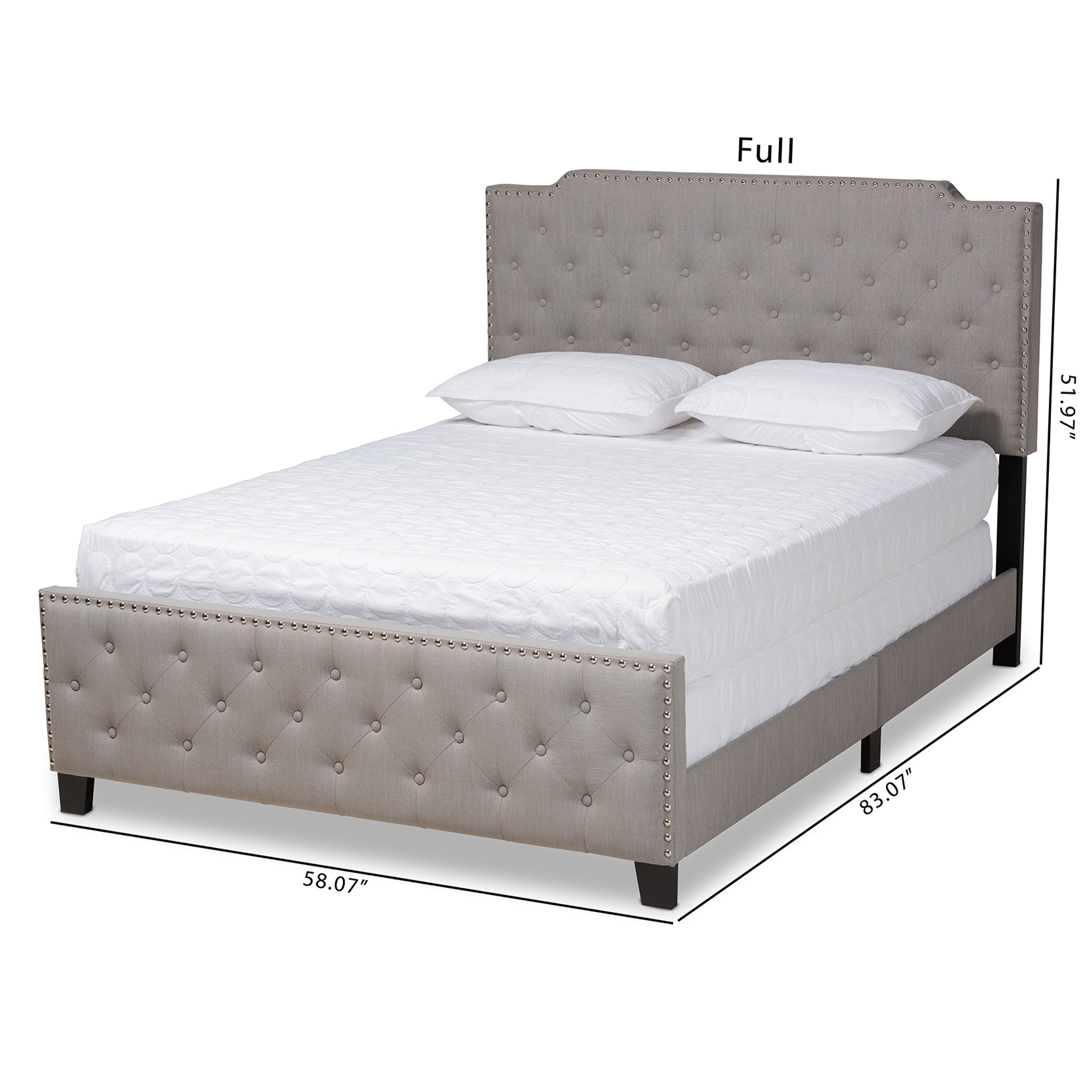 Marion Modern Transitional Grey Fabric Upholstered Button Tufted King Size Panel Bed