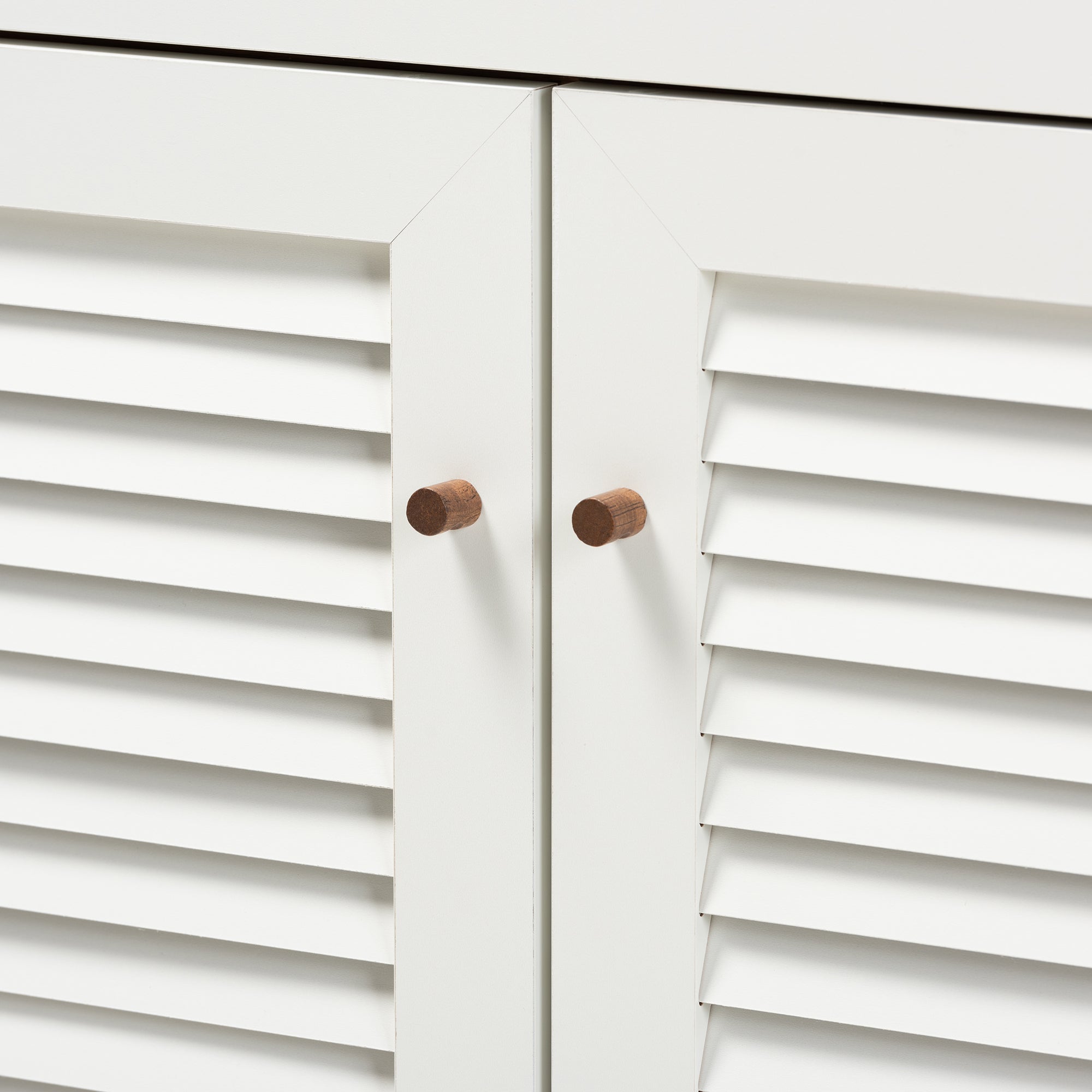 Coolidge Modern and Contemporary White and Walnut Finished 4-Shelf Wood Shoe Storage Cabinet with Drawer
