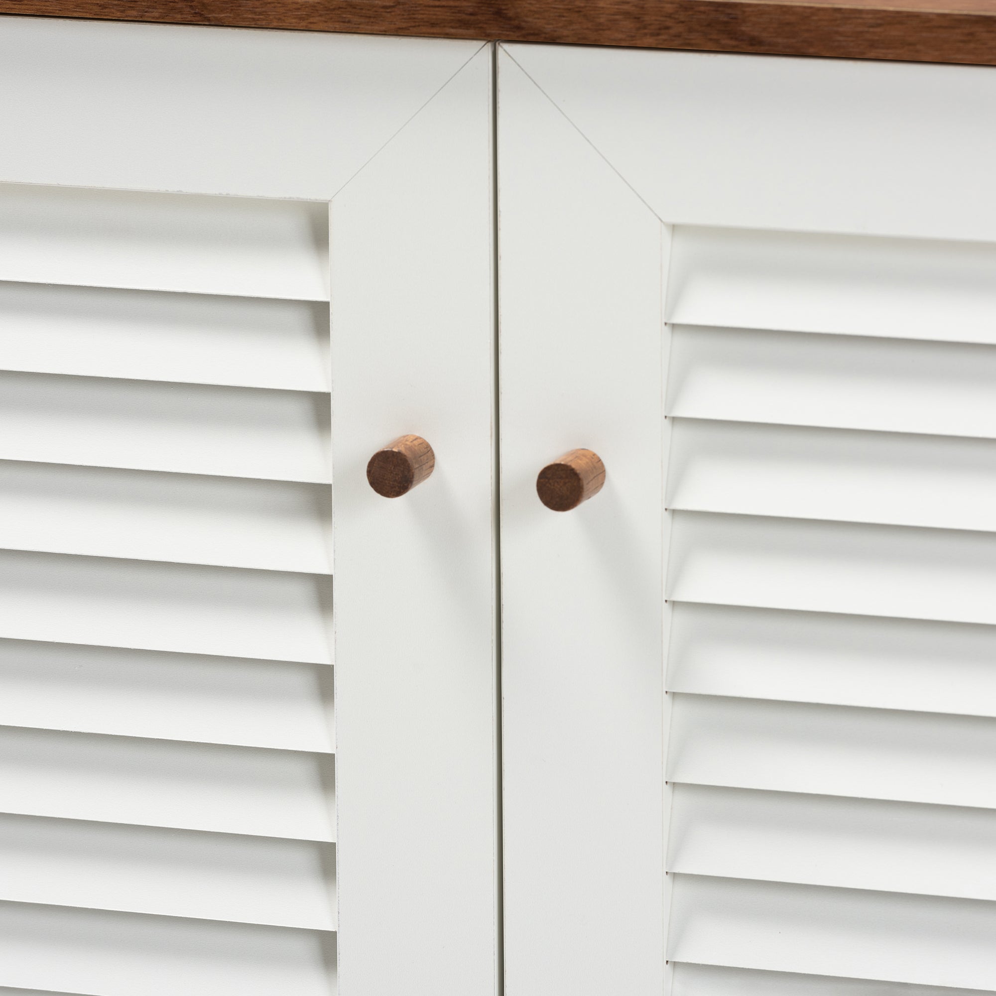 Coolidge Modern and Contemporary Walnut/White Finished 8-Shelf Wood Shoe Storage Cabinet