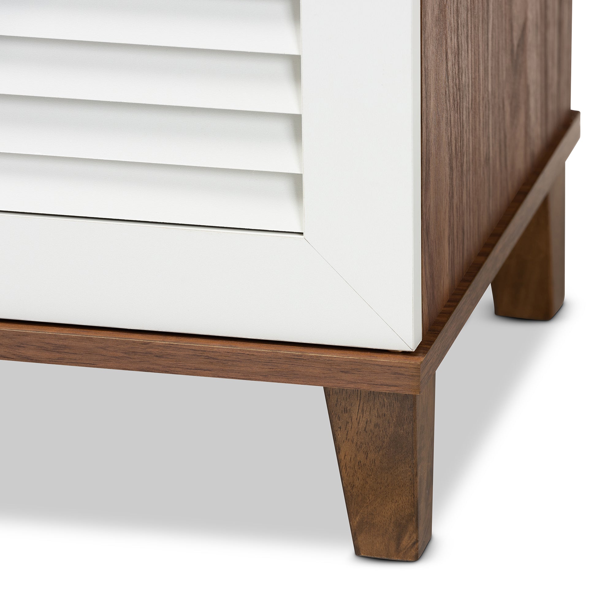 Coolidge Modern and Contemporary Walnut/White Finished 8-Shelf Wood Shoe Storage Cabinet