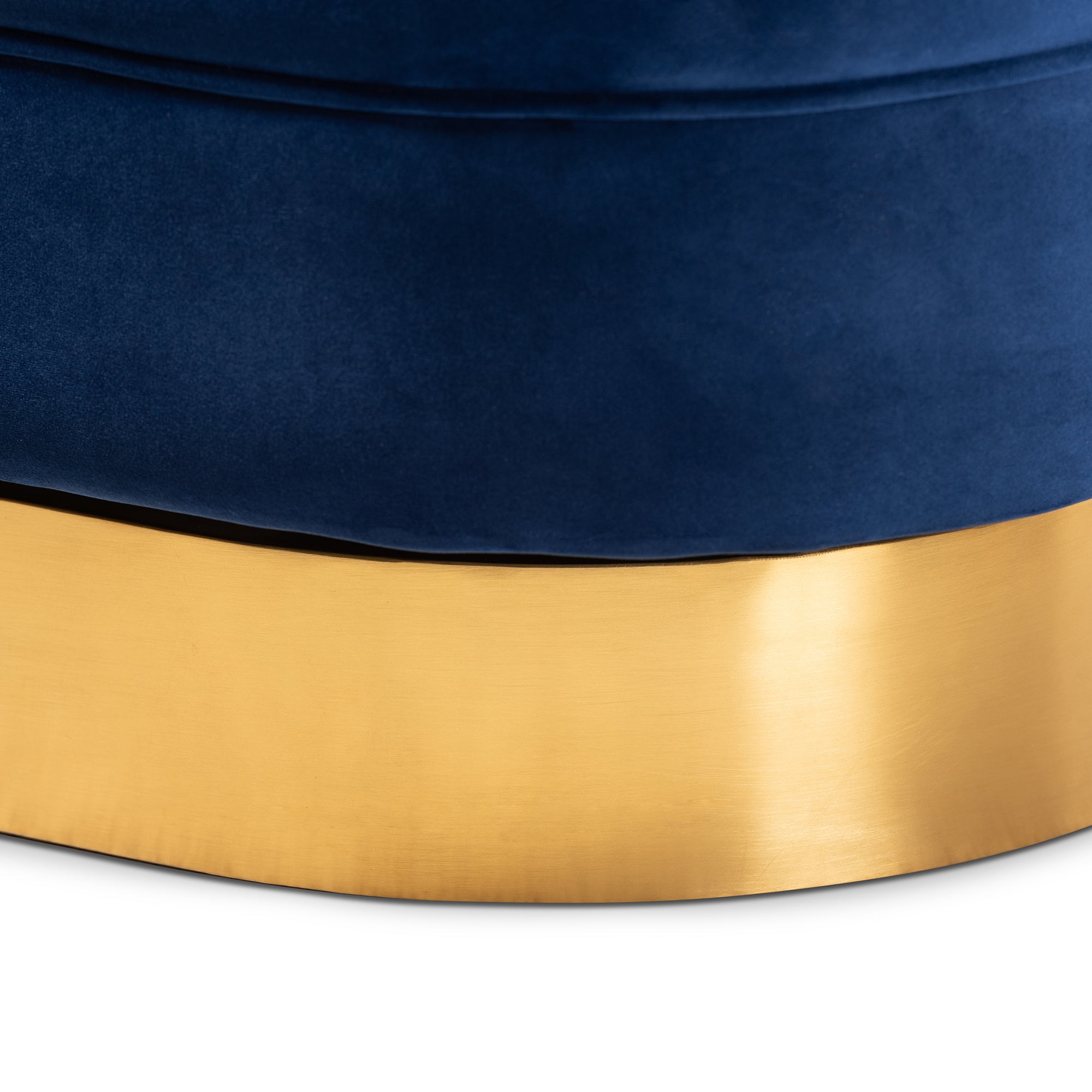 Fiore  and  Royal Blue Velvet Fabric Upholstered Brushed Gold Finished Swivel Accent Chair