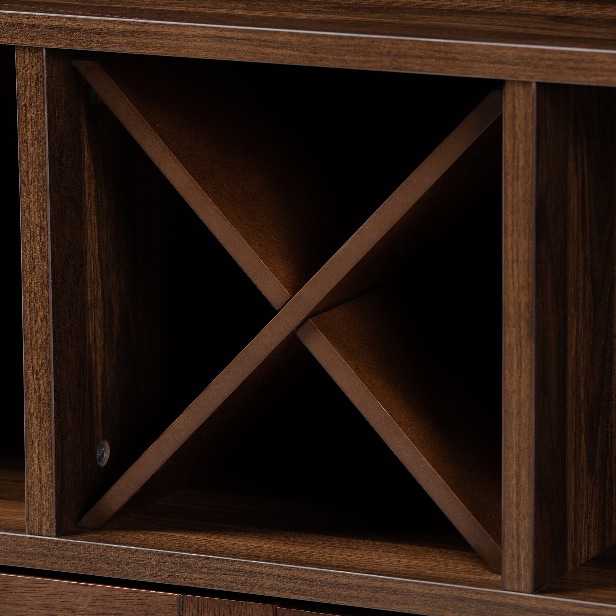 Carrie Transitional Farmhouse Walnut Brown Finished Wood Wine Storage Cabinet