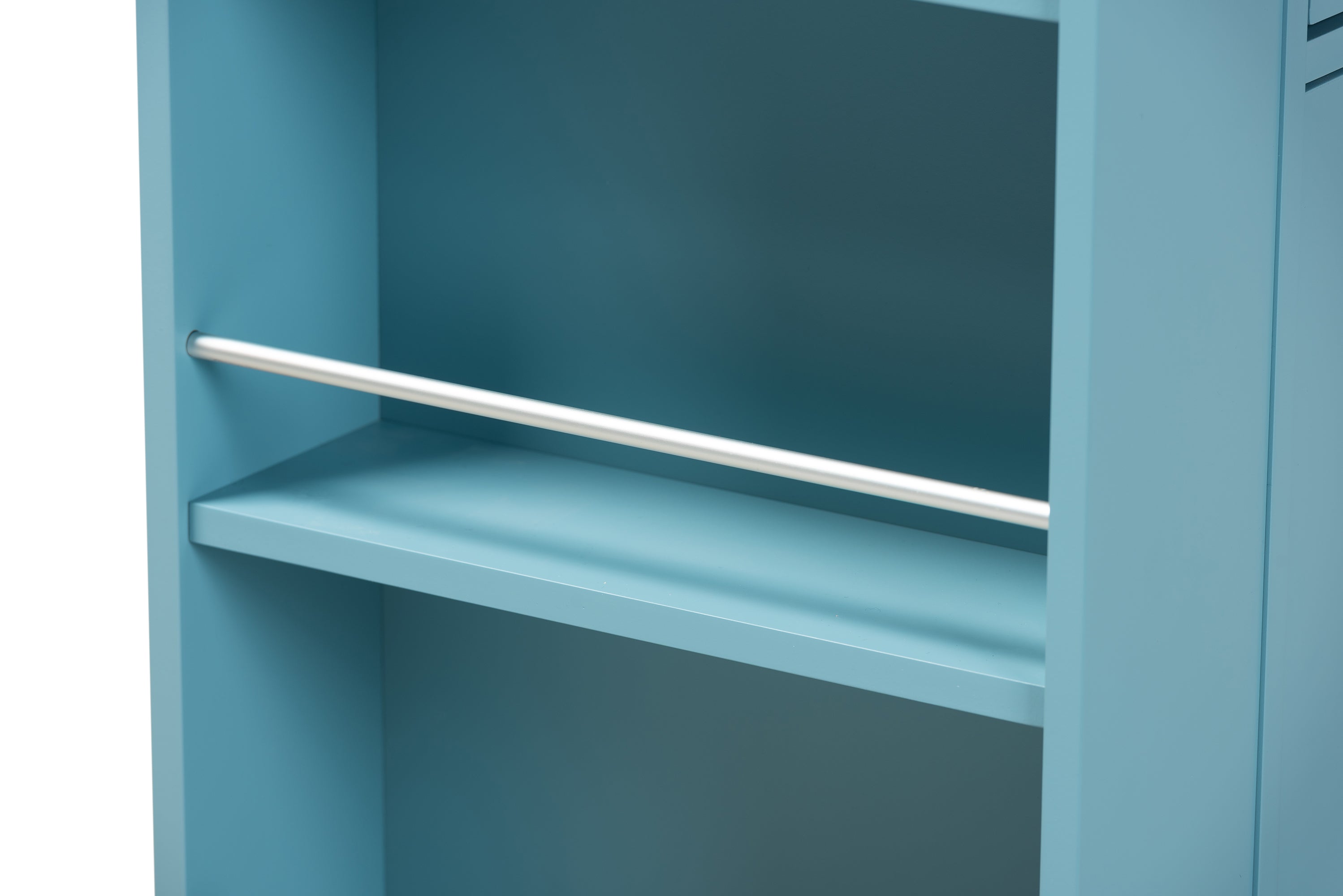 Liona Modern and Contemporary Sky Blue Finished Wood Kitchen Storage Cart