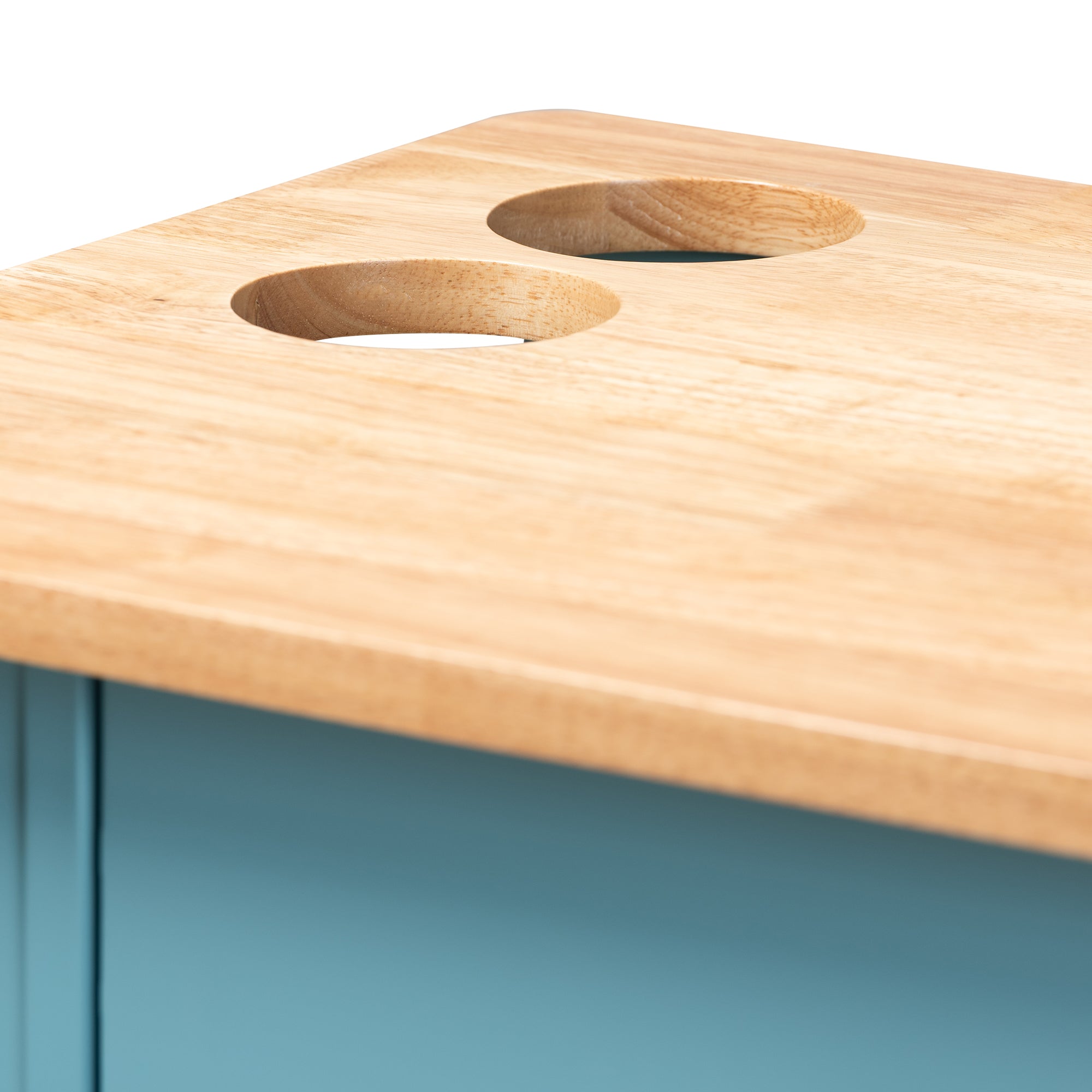 Liona Modern and Contemporary Sky Blue Finished Wood Kitchen Storage Cart