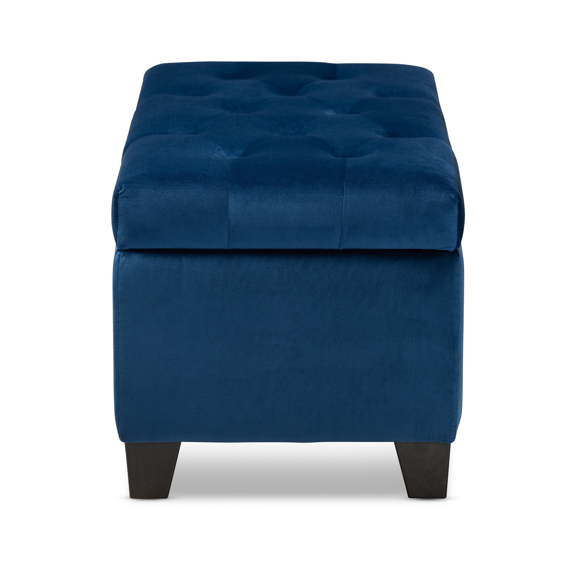 Michaela Modern and Contemporary Navy Blue Velvet Fabric Upholstered Storage Ottoman
