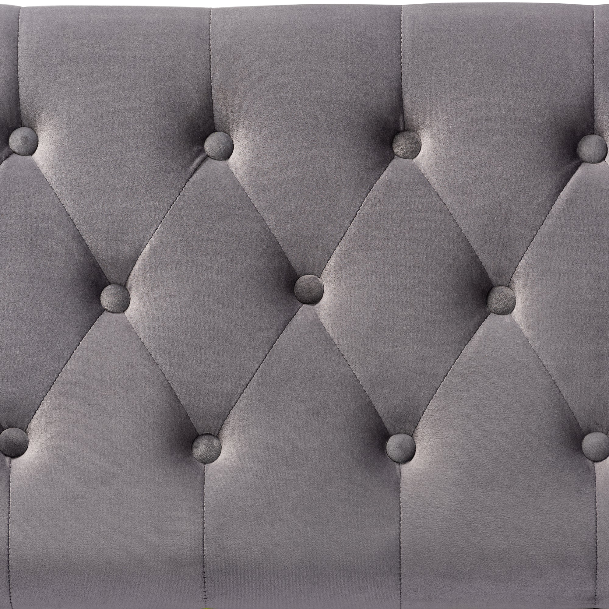 Valere and Grey Velvet Fabric Upholstered Gold Finished Button Tufted Storage Ottoman