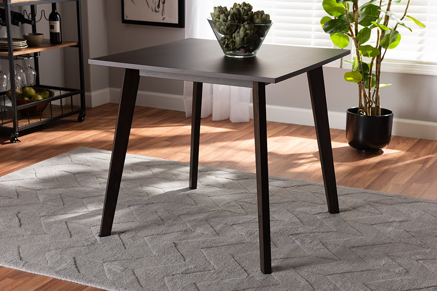 Britte Mid-Century Modern Dark Oak Brown Finished Square Wood Dining Table