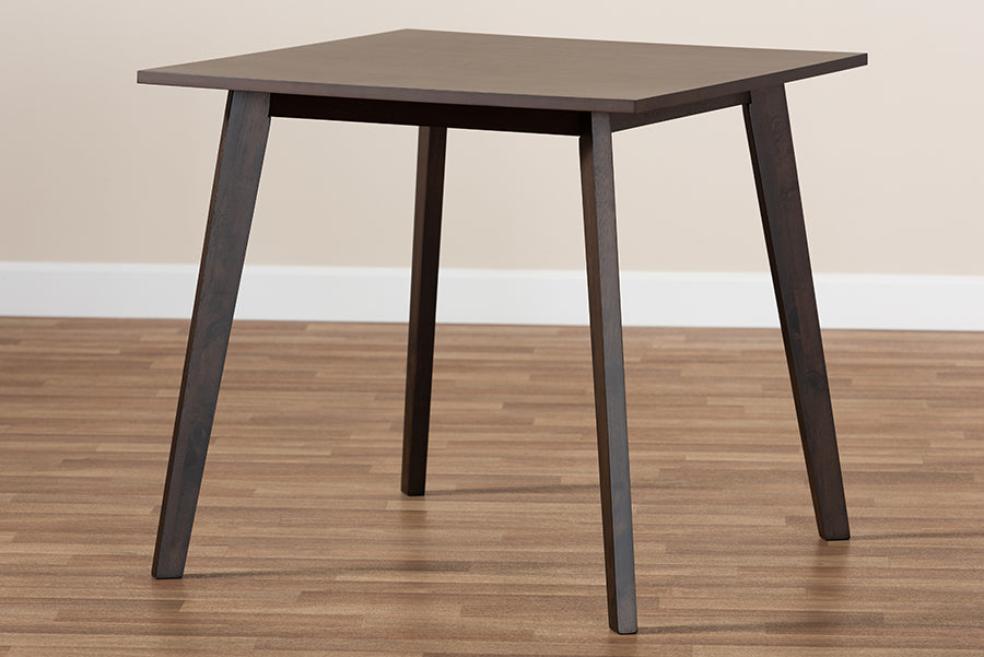 Britte Mid-Century Modern Dark Oak Brown Finished Square Wood Dining Table